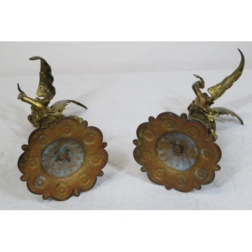 73 - Pair of Victorian style brass winged figures with shaped bases