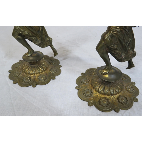 73 - Pair of Victorian style brass winged figures with shaped bases