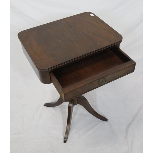 84 - Edwardian style occasional table with reeded border, frieze drawer, turned column, on quadrapod