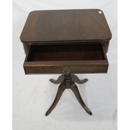 84 - Edwardian style occasional table with reeded border, frieze drawer, turned column, on quadrapod