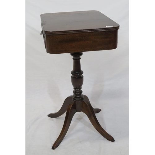 84 - Edwardian style occasional table with reeded border, frieze drawer, turned column, on quadrapod