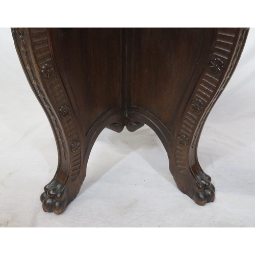 90 - Victorian style round centre table with reeded borders, on reeded foliate carved quadrite base