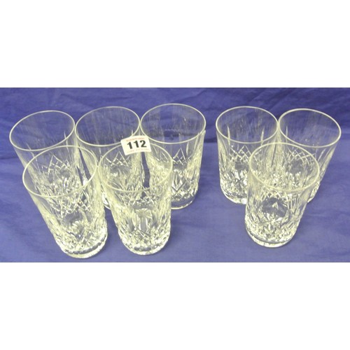 112 - Eight assorted Waterford Crystal cut glass tumblers with diamond decoration