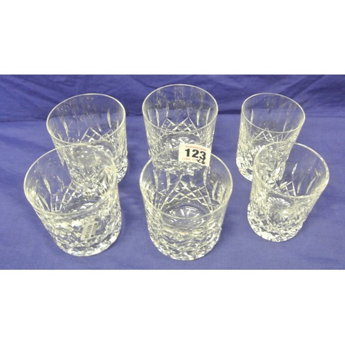 123 - Six assorted Waterford Crystal tumblers with diamond decoration