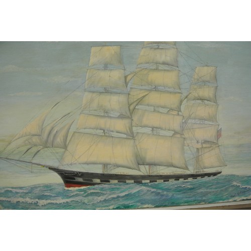 299 - Captain Gerry O'Connor 'Tall ship at sea' oil on board 42x60cm signed (Gerry O'Connor was a naval ca... 