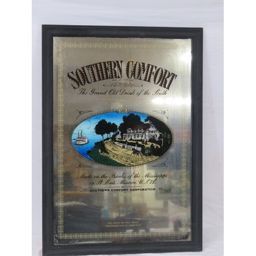 243 - Southern Comfort advertising mirror in timber frame