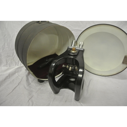 244 - Steindorff adjustable microscope / microbe hunter in circular carrying case.