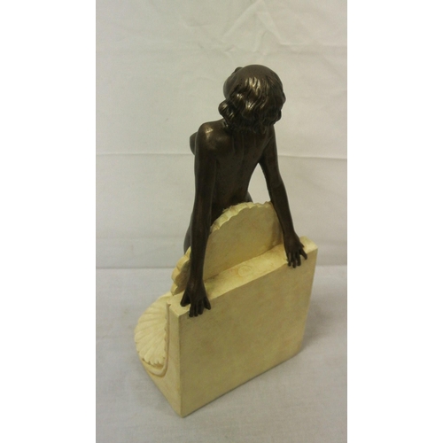 249 - Art Deco bronzed figure of a nude by a shell balustrade