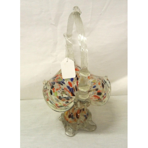 234 - Carnival glass basket with wavy rim and shaped handle