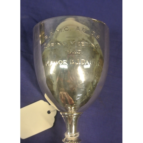 104 - London silver goblet with spreading base, inscribed, R.A.M.C/A.C/G.S   Spring 1933. etc.  98g 14cm