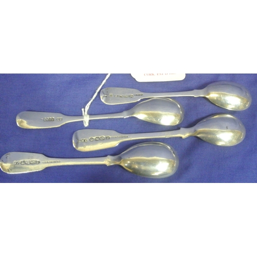 219 - 4 Irish silver egg spoons: a pair by John Smyth 1855/57, one by Christopher Cummins Jr 1839, one by ... 