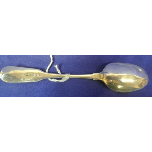 229 - Irish silver teaspoon with fiddle pattern crested handle, by Samuel Neville, Dublin 1813.16g/13.5cm