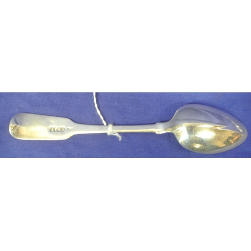 234 - Irish George IV silver rat-tail dessert spoon with fiddle pattern handle, by Charles Marsh, Dublin 1... 