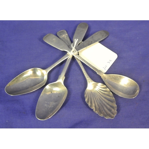 240 - 4 asstd Irish teaspoons with shaped handles.50g/ 14.5cm -13cm