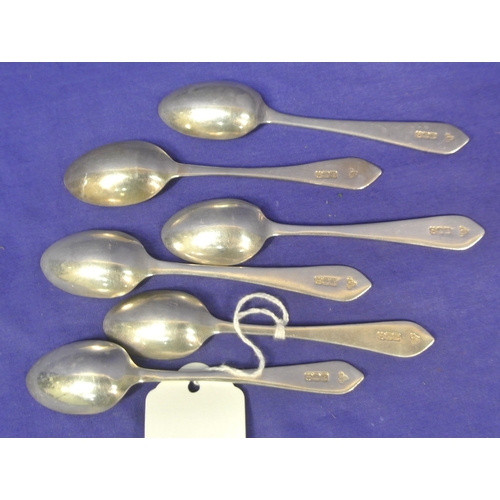 242 - Set of 6 Irish silver teaspoons with bright-cut handles, by Alwright & Marshall Ltd, Dublin, dated 1... 