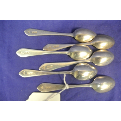 242 - Set of 6 Irish silver teaspoons with bright-cut handles, by Alwright & Marshall Ltd, Dublin, dated 1... 