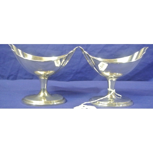 258 - Pair of Irish silver George III oval stemmed salts with stepped oval bases, by Joseph Jackson 1797/8... 