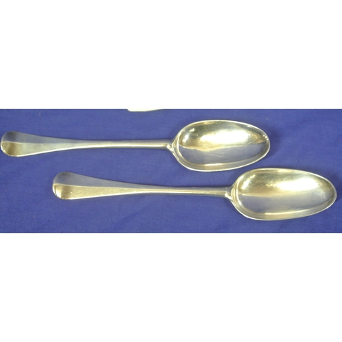 262 - Pair of George II Cork Silver tablespoons with initialled handles, by William Reynolds, Cork c.1760 ... 