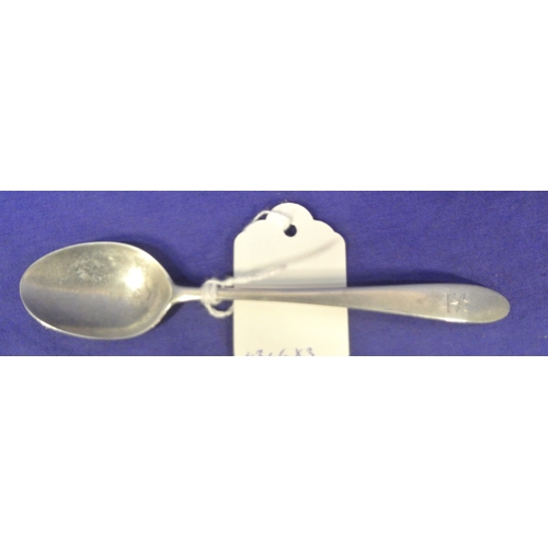 283 - Irish provincial silver teaspoon with crested handle, by John Nicholson, Cork, c 1800. 12g /14cm