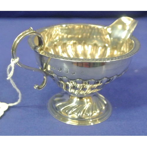 276 - Irish silver William IV creamer with gadroon rim, fluted body, on round base, by Isaac Solomon, Cork... 