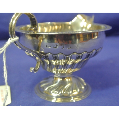 276 - Irish silver William IV creamer with gadroon rim, fluted body, on round base, by Isaac Solomon, Cork... 