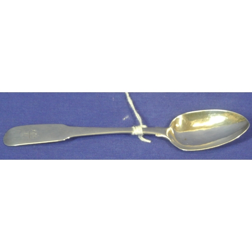 290 - Cork silver George III teaspoon with crested fiddle pattern handle, by Thomas Whiting Montjoy, Cork ... 