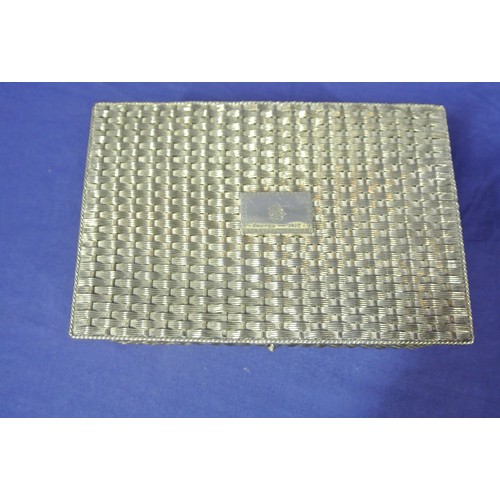 24 - Silverplated basket weave decorated box with handles