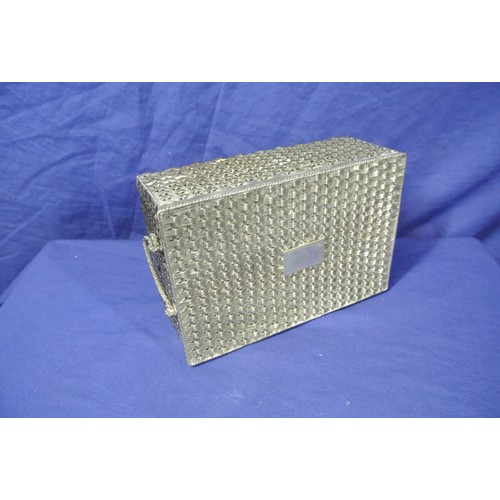 24 - Silverplated basket weave decorated box with handles