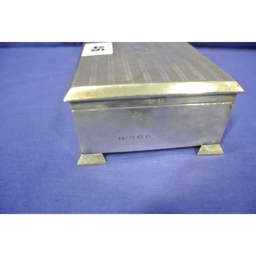 46 - Birmingham silver trinket or jewelers box with bracket feet.  H5cm x 14 x 9cm