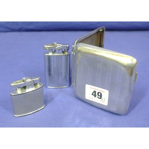 49 - Chester silver card case and 2 art deco lighters