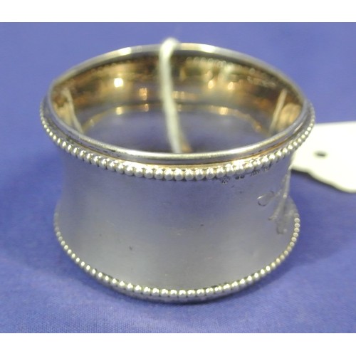 9 - Silver plated napkin ring, crested