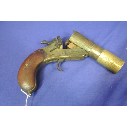 332 - Cogswell and Harrison WW1 Mark III Flare pistol Dated 1917, 1 inch bore, 6 inch brass barrel with 2 ... 