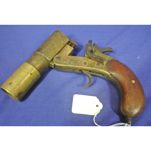 332 - Cogswell and Harrison WW1 Mark III Flare pistol Dated 1917, 1 inch bore, 6 inch brass barrel with 2 ... 