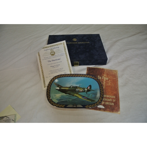 335 - The Bradford Exchange Limited Edition 'The Hurricane plate' in case, also Past Times Spitfire and Hu... 