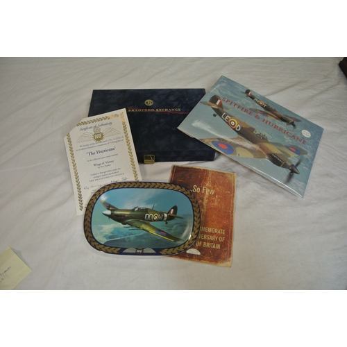 335 - The Bradford Exchange Limited Edition 'The Hurricane plate' in case, also Past Times Spitfire and Hu... 