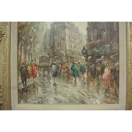 360 - Jacop Giordano 'Paris street scene' oil on canvas 39x28cm sgned