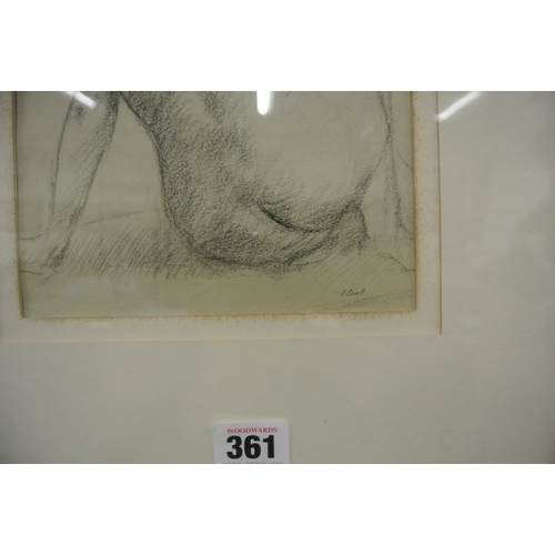 361 - James Cahill 'Nude' conte on paper, 22x18cm, signed