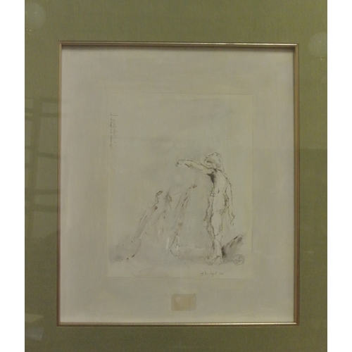 372 - Paul Conte 'Figure studies' oils on board, a pair 23x18cm each, signed with thumbprint