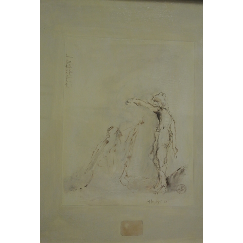 372 - Paul Conte 'Figure studies' oils on board, a pair 23x18cm each, signed with thumbprint