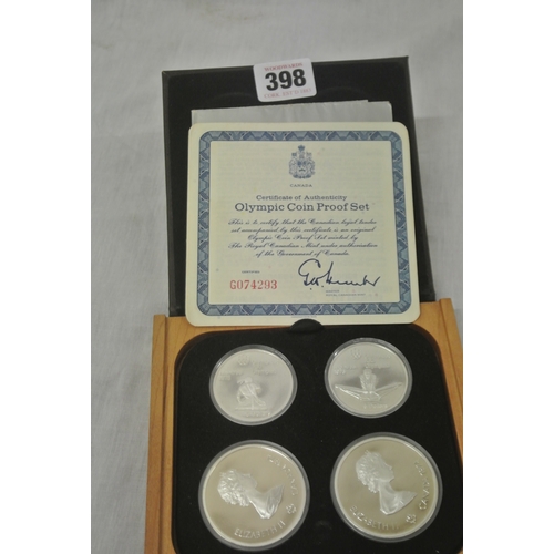 398 - Set of 4 Canadian Olympic Silver coins in case