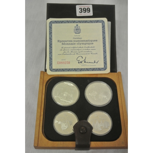 399 - Set of 4 Canadian Olympic Silver coins in case