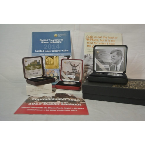 402 - Central Bank of Ireland: John F Kennedy Gold and Silver two coin proof set 2013, The Lockout 2013 €1... 