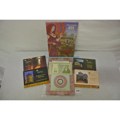 418 - Central Bank of Ireland Uncirculated Coin Sets. Newgrange 2008, Reginald's Tower Waterford 2004, Gle... 