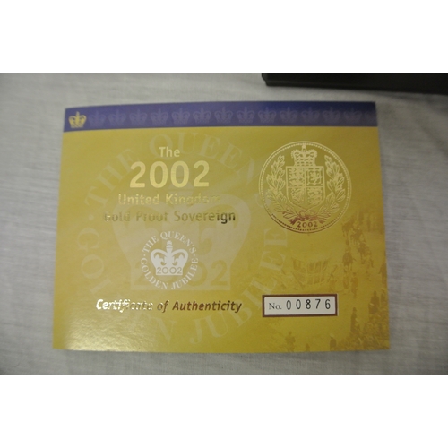 423 - United Kingdom Gold Proof Sovereign  2002  The Queens Golden Jubilee.