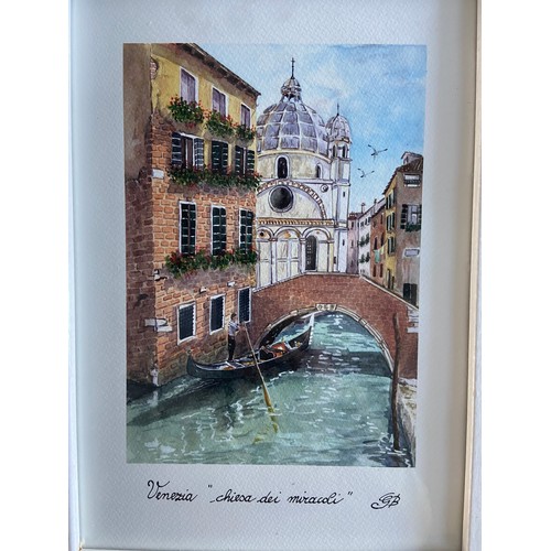 379 - Italian school 'Chiesa dei Miracoli, Venezia' watercolour 29x20cm signed GB 