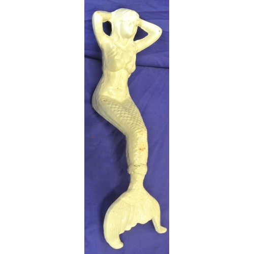 148 - Ornate cast iron ornament of a seated mermaid