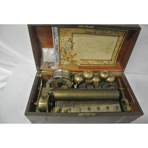 101 - Swiss music box with ten airs, having butterfly shaped hammers & drum, by Magenat et Fils, Lausanne,... 