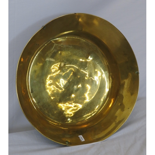 102 - Vintage round brass bowl with raised rim, stamped