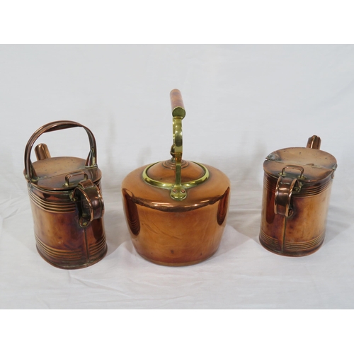 103 - Georgian style brass & copper kettle & two watering cans