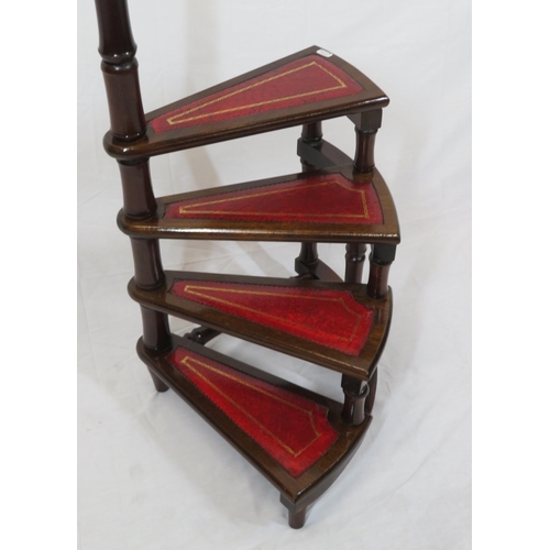 129 - Victorian style library steps with leatherette inset & turned column